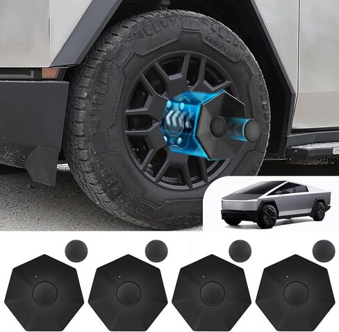 4 قطع من أغطية مركز العجلات متوافقة مع Tesla Cybertruck 2023 2024، غطاء غطاء مركزي لمحور العجلة قابل للإزالة مع أداة إزالة لملحقات Cyber ​​Truck in Kuwait