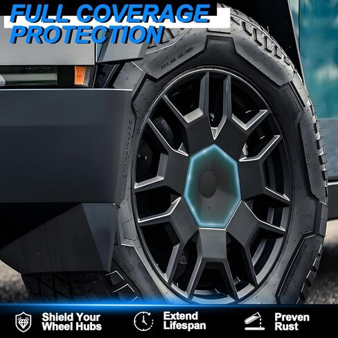 4 قطع من أغطية مركز العجلات متوافقة مع Tesla Cybertruck 2023 2024، غطاء غطاء مركزي لمحور العجلة قابل للإزالة مع أداة إزالة لملحقات Cyber ​​Truck in Kuwait