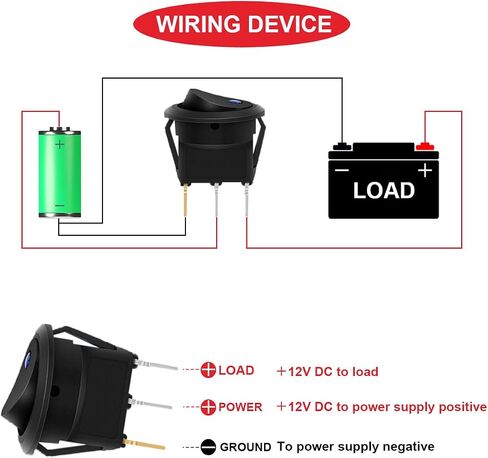 4 قطع غطاء مفتاح هزاز مستدير DC 12V 20A، DC 24V 10A، SPST 3 دبوس تشغيل أحمر/أزرق/أخضر/أصفر LED مضاء مفتاح للسيارات والقوارب RV مع غلاف دائري وأسلاك طرفية مغلقة 4 ألوان in Kuwait