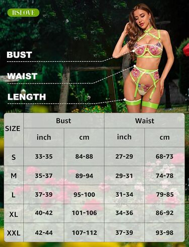 RSLOVE Women's Sexy Lingerie Set with Garter Belt Underwire Floral Embroidered 3 Piece Bra and Panty Sets Lace Babydoll in Saudi Arabia