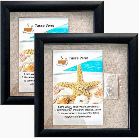 Tasse Verre Display Shadow Box Frame (2-Pack) - Ready to Hang Shadowbox Picture - Easy to Use - Box Display, Baby, Sports Uniforms, Military Medals, Pins, Wedding. (Black, 8x8) in Saudi Arabia