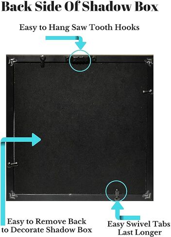 Tasse Verre Display Shadow Box Frame (2-Pack) - Ready to Hang Shadowbox Picture - Easy to Use - Box Display, Baby, Sports Uniforms, Military Medals, Pins, Wedding. (Black, 8x8) in Saudi Arabia