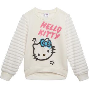 Hello Kitty Girls French Terry Fur Sweatshirt Little Kid to Big Kid