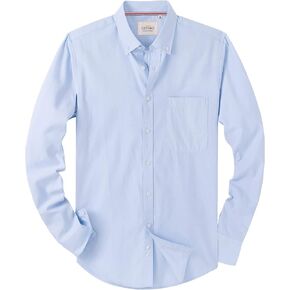 Alimens & Gentle Boys Long Sleeve Solid Button Down Oxford Shirt Collared Cotton Top with Chest Pocket