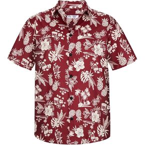 Yoimira Hawaiian Shirts for Boys,Boys Hawaiian Shirt Button Down,Aloha Shirt Boys Summer Beach Shirts for Kids 7-14 Years