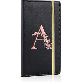 MHJY Checkbook Covers for Personal Checkbook, RFID Blocking Checkbook Holder Alphabet Checkbook Cover for Duplicate Checks, Black K