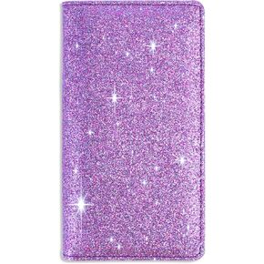 Sanlykate Glitter Checkbook Cover for Girl Women, RFID Blocking PU Leather Standard Register Check Book Case With Pen Inserts & Free Divider, Champagne