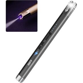 Candle Lighter Electric Rechargeable Arc Lighter with Double Safety Switch (1 Pack - White)