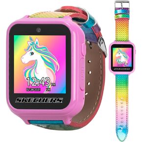 Skechers Kids Smart Watch with Rainbow Iridescent Strap, Games, Camera, & Fitness Tracker – Fun & Colorful Digital Watch with Touchscreen, Alarm, and Step Counter, Perfect for Everyday Wear and Play