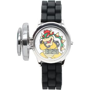 Accutime Kids Nintendo Super Mario Digital Flashing LCD Quartz Childrens Wrist Watch for Boys, Girls, Toddlers with Black Color Strap (Model: GSM4195AZ)