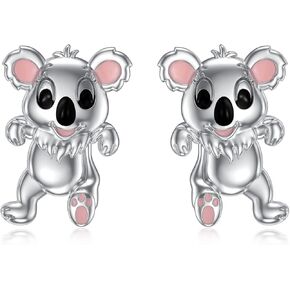 Two Way Animal Earrings 925 Sterling Silver Kawaii Panda/Elephant/Koala Earring Cute Animal Studs for Women Girls Daughter