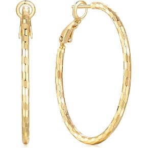 Gold Hoop Earrings for Women 14K Gold Earrings for Women Sparkling Design Hypoallergenic Lightweight Gold Hoop Earrings Women Earrings Hoops 40mm