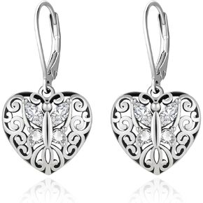 Sterling Silver Abalone Shell Filigree Dangle Drop Earrings Bohemia Jewelry Gift for Women Mother Mom