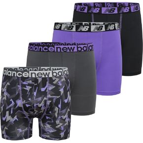 New Balance Boys' 3.5" Underwear, Performance Boxer Briefs (4 Pack), Electric Thunderbolt Camo/Electric Indigo/Magnet/Black, Large