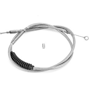 Mofun Stainless Steel Braided Clutch Cable 74 11/16" Extended Length Fit 16"-18" Handlebar Compatible with Harley Softail Fat Boy Slim 2007-2017 Touring 2007, Fit Dyna Fat Bob Street Bob Chrome