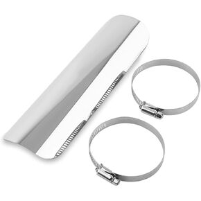 Exhaust Heat Shield, Motorcycle Exhaust Heat Shield with 2 Stainless Steel Clamps,Metal Exhaust Heat Shield Cover(Silver)