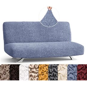 PAULATO BY GA.I.CO. Futon Cover - Armless Couch Cover Sofa Bed Slipcover Without Armrest - Soft Fabric Cover - 1-Piece Form Fit Stretch Futon Cover for Kid Pet - Microfibra Collection - Crisp White in Kuwait