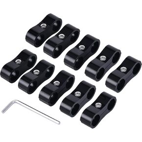 EVIL ENERGY 6AN خرطوم فاصل المشبك، AN6 خط الوقود علاقة حائطية الألومنيوم الأسود 10PCS