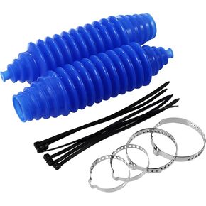 Universal Steering Rack and Pinion Tie Rod Boots, Silicone Bellow Boots with 2 Pieces Gaiter Pinion Boots, 4 Pieces Locking C-Clamps and 6 Pieces Cable Ties, Blue