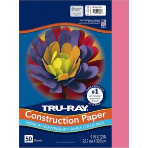 Pacon 103013 Tru-Ray Construction Paper, 76 lbs., 9 x 12, Shocking Pink, 50 Sheets/Pack