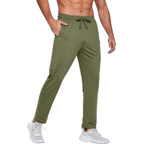 COOFANDY Men's Sweatpants Open Bottom Lightweight Athletic Running Joggers Gym Workout Pants with Zipper Pockets