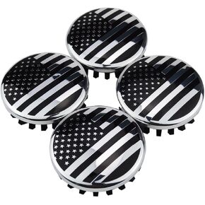 (Set of 4) For Chevrolet 3 1/4 inches=83mm Black American USA Flag Wheel Center Caps Covers HubCap fit 18"&20"&22" Rims for Suburban Silverado Tahoe & GMC Sierra Yukon Denali 22837060 9596403 88963143