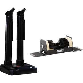 JobSite Boot Dryer with Heavy Duty Boot Scraper - Silent Shoe Dryer & Warmer For Work Boots, Gloves & Shoes - Fanless Convection Dry - Helps Reduce Odor