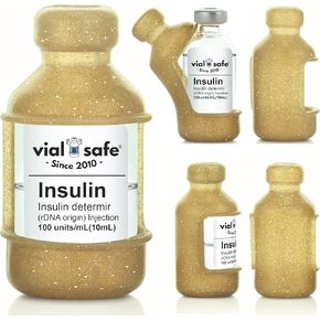 VIAL SAFE | Insulin Vial Protector Case | Secure Insulin Bottle Protector & Cover for 10mL Vials | Fits Humalog,Humulin,NovoLog,NovoRapid,Novolin | 2-Pack | Pink Glitter