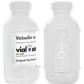 VIAL SAFE for Pets | Insulin Vial Protector Case | Secure Insulin Bottle Protector & Cover for 10mL Vials - Fits Vetsulin 10mL | 2-Pack | Paw Prints
