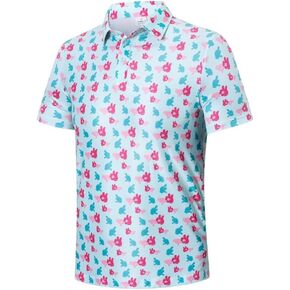 MOXILYN Golf Shirts for Men Moisture Wicking Quick-Dry Print Short Sleeve Performance Golf Polos