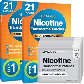 Aroamas Nicotine Patches to Help Quit Smoking, Stop Smoking - Delivered Over 24 Hours Nicotine Transdermal System to Stop Smoking Aids That Work (Stop Smoking Step 1 [2 Pack])