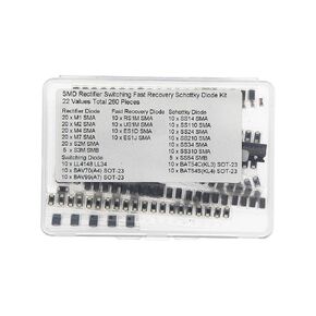 22 Values Total 260 Pieces SMD Rectifier Diode Fast + Recovery Diode + Schottky Diode + Switching Diode Kit