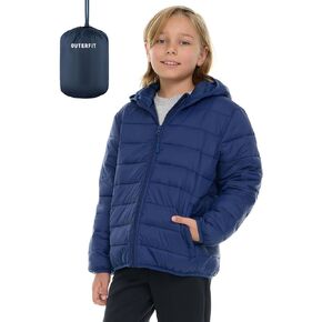 Packable Boys Puffer Jacket with Hood, Lightweight Boys Winter Jacket