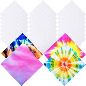 25 Pack DIY White Bandanas Blank Bandanas Cotton Head Wrap Plain Handkerchiefs Tie Dye Bandanas Bulk for Men Women Kids, 22 x 22 Inch