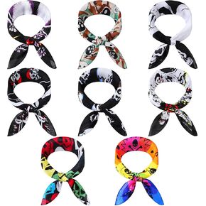 Geyoga 8 Pcs Pirate Bandana for Men Skull Bandana Pirate Party Paisley Bandana Carnival Hippie Hankerchief Cotton Head Scarf