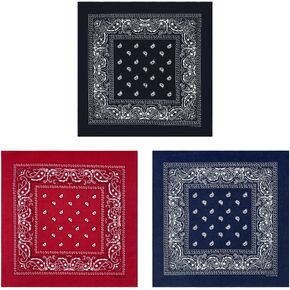 22"x22" Multi-Purpose 100% Cotton Bandana (3-Pack)