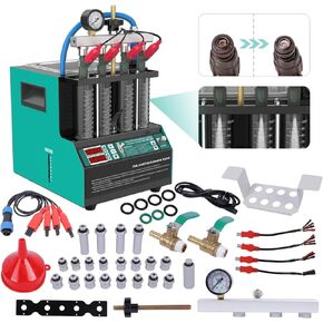 Injector Cleaner Machine 4-Cylinder, Injector Cleaner Tester Machine with LED Display, Maquina de limpiar inyectores for Gasoline Diesel Car Motorcycle