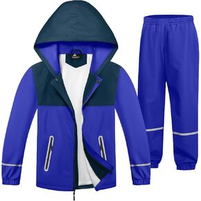 SWISSWELL Kids Rain Suit 2 Piece Waterproof Rain Gear for Youth Boy Girl Reflective Breathable Rain Coat and Pants