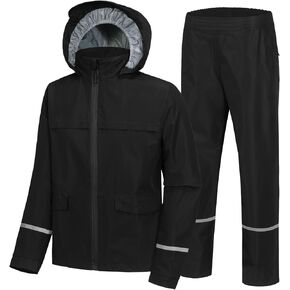 SWISSWELL Boys Rain Gear Waterproof Rain Jackets and Pants Kid Rain Gear Suit Lightweight for Camping Biking Outdoor in Kuwait