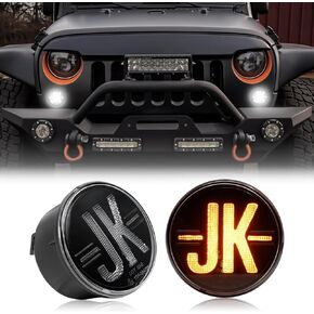 LED Turn Signal Lights Compatible with Wrangler JK JKU 2007-2018,Turn Signal&Parking Lights,2024 NEW,Favorite of Off-Road Enthusiasts for JK,White&Yellow Light (Smoked Lens)