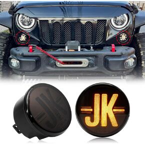 مصابيح إشارة الانعطاف LED متوافقة مع Wrangler JK JKU 2007-2018، مصابيح إشارة الانعطاف ومواقف السيارات، 2024 NEW، المفضلة لعشاق الطرق الوعرة لـ JK، الضوء الأبيض والأصفر (عدسة مدخنة) in Kuwait