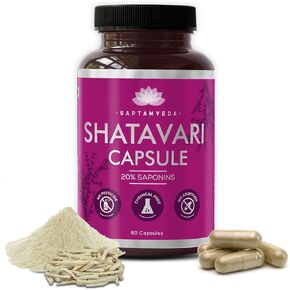 Natural Shatavari Capsules 20% Saponins (60 Veg Capsules)