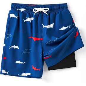 Angel season Boys Swim Trunks with Compression Liner Boxer Brief Teens Swimsuit Youth UPF 50+ Board Short Size 7-14Years