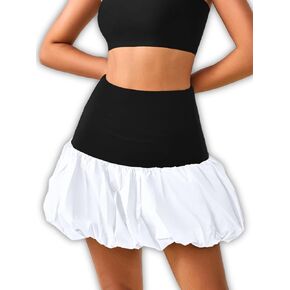 High Waisted Bubble Skirt, As Babydoll Tops, Mini Ruffle Skirts for Women, Mini Hem Tummy Control in Kuwait
