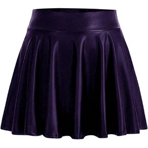 Women's Plus Size High Waisted A Line Skirt Ruffle Hem PU Leather Short Skirts
