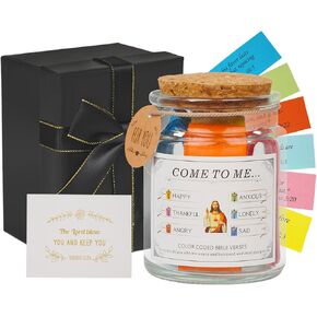 Bible Verse Jar, 120 Color Coded Bible Verses in a Jar, Bible Jar, Jar of Bible Verses, Bible Verse Jar for Women, Christian Gifts for Women, Womens Gifts for Christmas, Bible Study Supplies