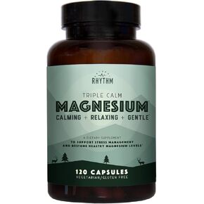 Natural Rhythm Triple Calm Magnesium 150 mg - 120 Capsules – Magnesium Complex Compound Supplement with Magnesium Glycinate, Malate, and Taurate. Calming Blend for Promoting Rest and Relaxation.