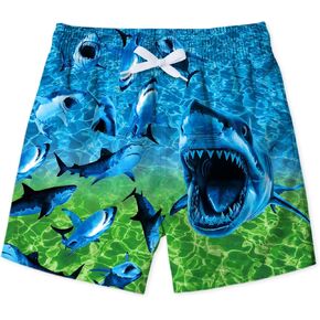 uideazone Boys Swim Trunks 3D Funny Print Surfing Board Shorts Quick Dry UPF 50+ Swimsuit Beachwear with Mesh Lining 2-12T