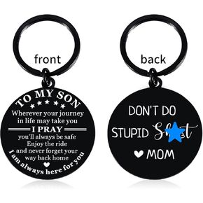 Stocking Stuffers for Teen Boys Son Gifts from Mom to My Son Don't Do Stupid Keychain Christmas Gag Gifts for Teenage Boys Gifts for Son from Mom Adult Son Gift Ideas Valentines Day Birthday Gifts