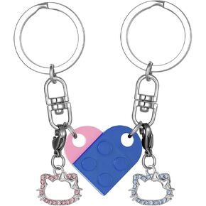 Matching Heart Keychains for Couples Best Friend Brick Heart Keychain Set with Spider Charms Valentines Day Gifts